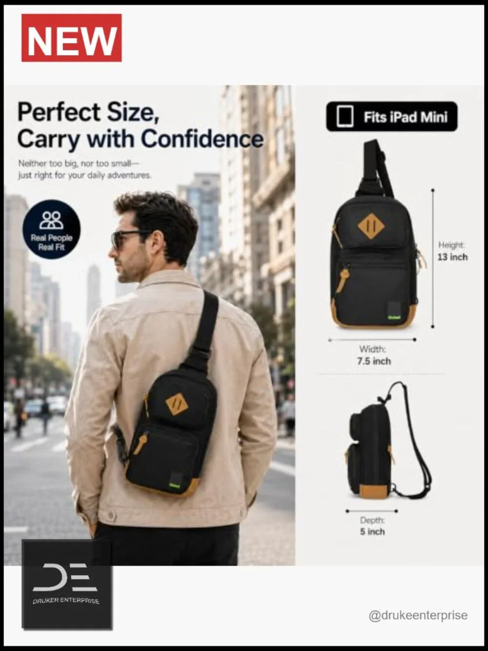 Lightweight Sling Bag Crossbody with Multi-Pockets for Travel and Daily Use